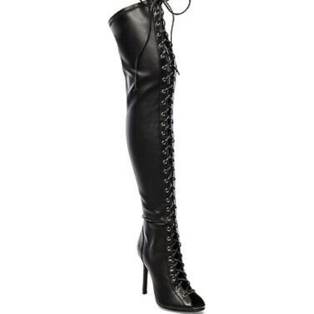 Schutz leather lace up over the knee boots